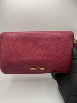 Authentic Miu Miu Madras Leather Wallet Continental Zip Long Wallet