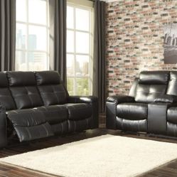 Kempten Black LED Reclining Living Room Set

