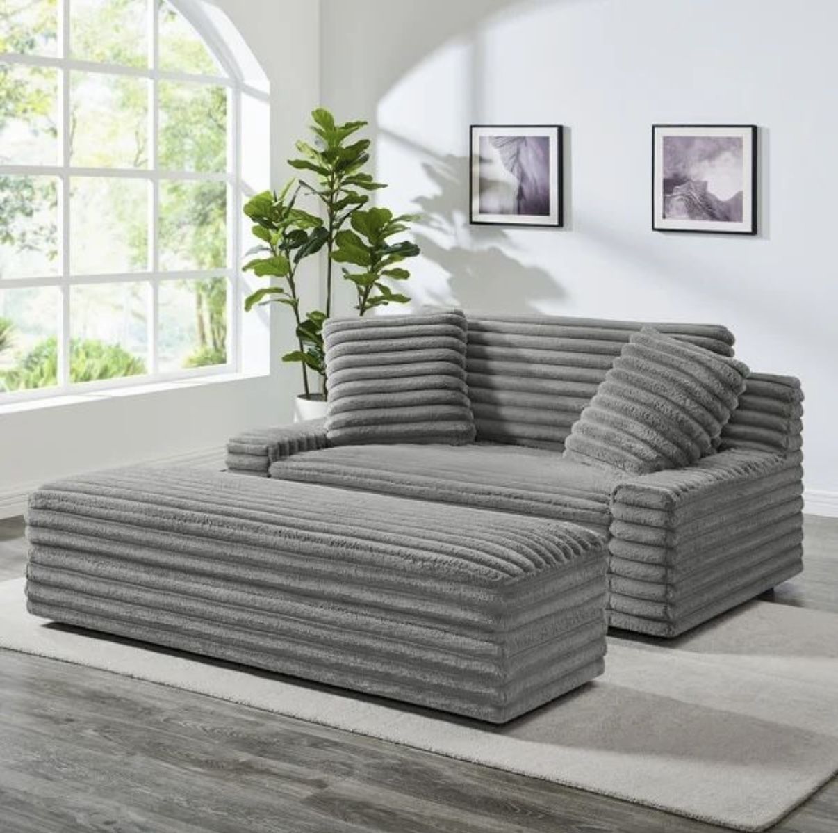 Thomasville Wills Fabric Oversize Chair and Storage Ottoman $349.99