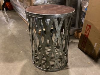 Rustic Round Mostly Metal Side Table