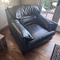 Black Faux Leather Armchair / Lounge Chair