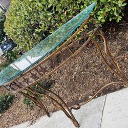 Fine Modern Contemporary High End Stars Art Half Moon Iron Glass Sofa Entryway Foyer Table Gold Copper Color