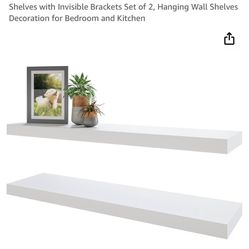 NIB White Floating Wall Shelves 