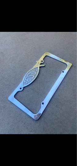 Vehicle /Truck : ..Jesus Fish Chrome License Plate Frame