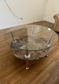 Round Marble & Glass Coffee Table