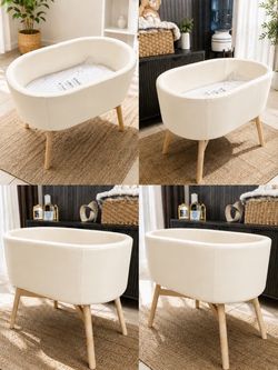 Modern Baby Bassinet with Wood Legs
