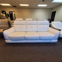 Sofa White Real Leather