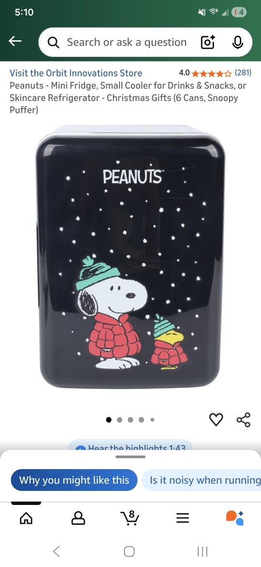 Peanuts Mini Fridge