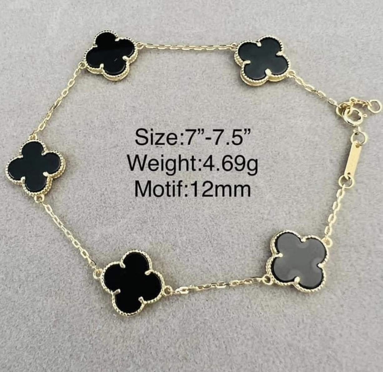 Black 12mm 5 Motif 18K yellow Gold