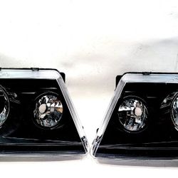 HEADLIGHTS ASSEMBLY FIT FOR 04-08 FORD F-150 F150  BLACK HOUSING