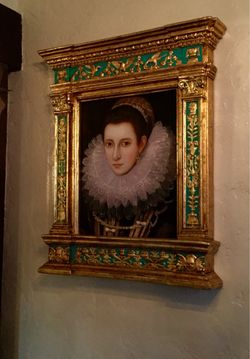 Renaissance-Style Portrait Painting in Ornate Gilt Frame
