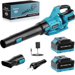 Leaf Blower Cordless 21V, Battery Leaf Blower with 2 x 4.0Ah Batteries and Charger, 3 Speed Modes, Handheld Cordless Blower for Lawn Care, Blowing Lea