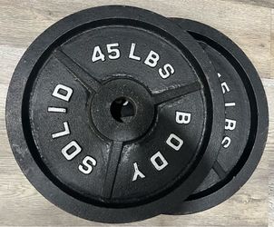 Solid Body 45 lb Olympic Weight Plates – Pair – 2” Olympic