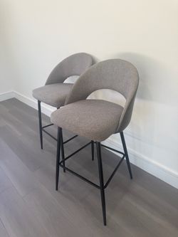 Set of 2 Modern Upholstered Bar Stools