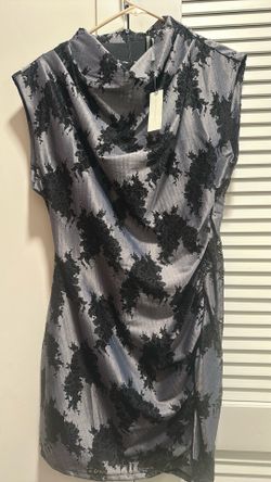 Anthropologie mini Black Grey Dress (8)
