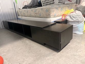 Black Low-Profile TV Stand with Open Shelves