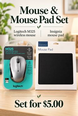 Logitech M325 Wireless Mouse & Insignia Mouse Pad Set