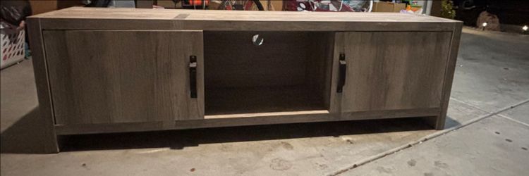 TV Stand - Gray wood style - 70" - used