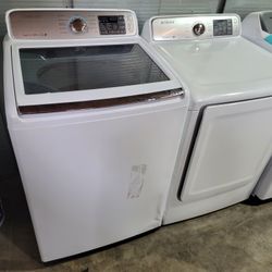 New Samsung Large Capacity 5.0cu Ft Top Load Washer And Used Gas Dryer Set 
