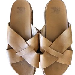 Sorel Roaming Criss Cross Leather Slip On Sandals Size 8.5 