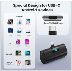 5000mAh PD USB C Power Bank Built-in USB-C Connector