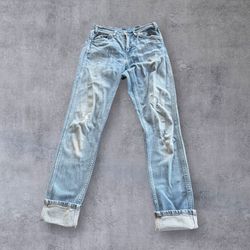 Levi’s Vintage Clothing Womens 606 Orange Label Big E Jeans Light Wash Denim Sz 26  