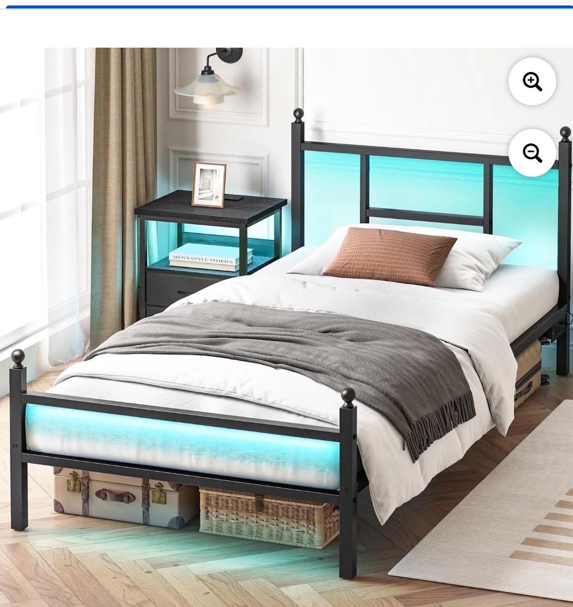 New In Box 📦 Twin Frame With Led And Charger . Mattress Not Included Cash Only 