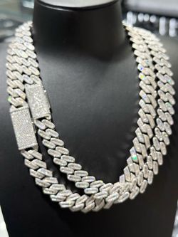 VVS Baguette Moissanite Cuban Link Chains 15mm 22 inch PASS DIAMOND TESTER