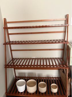 Bamboo ladder Stand with FREE pots