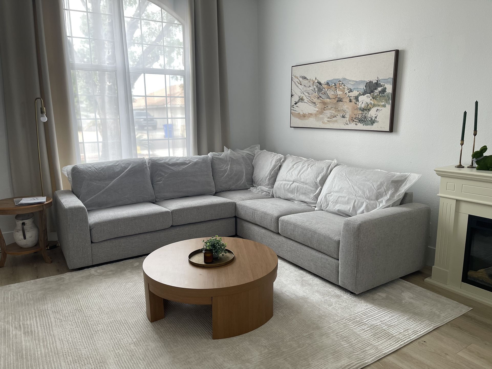 Out Of The Box Abbyson Elliot Sectional Grey New Couch Sofa