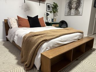 Modern Queen Size Bed Frame With shelves