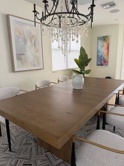 Large Wood Dining Table with Black Metal Legs