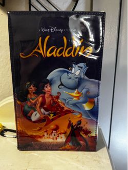Retro "Oh My Disney" Aladdin VHS Case Clutch Purse Bag - Vintage 90s Style (broken latch, no strap)
