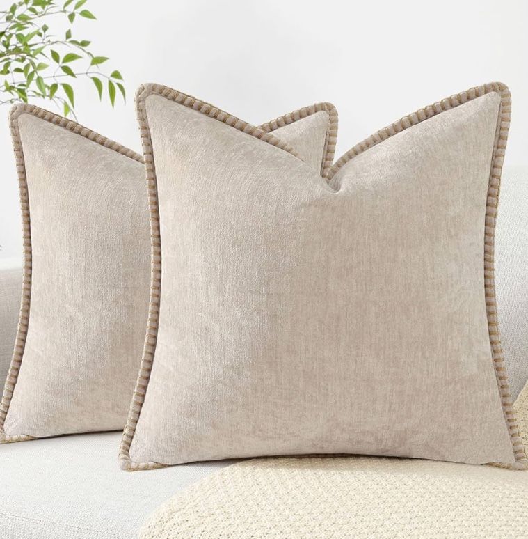DECORUHOME chenille velvet W/ Stitched EdgesThrow Pillow Covers . 20āX20ā. Insert Not Included.