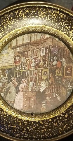 Vintage Brass English Foil Art Decorative Plate 