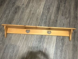 Vintage Wooden Heart Wall Shelf, Solid Pine Rustic Country Decor