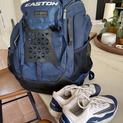 Nike Softball Cleats (size 7) And Easton Bag