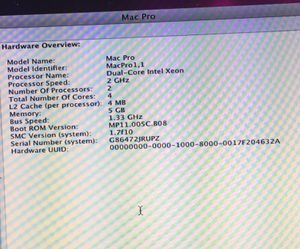 Apple Mac Pro A1188 EMC 2113 5 gb ram Dual Core desktop