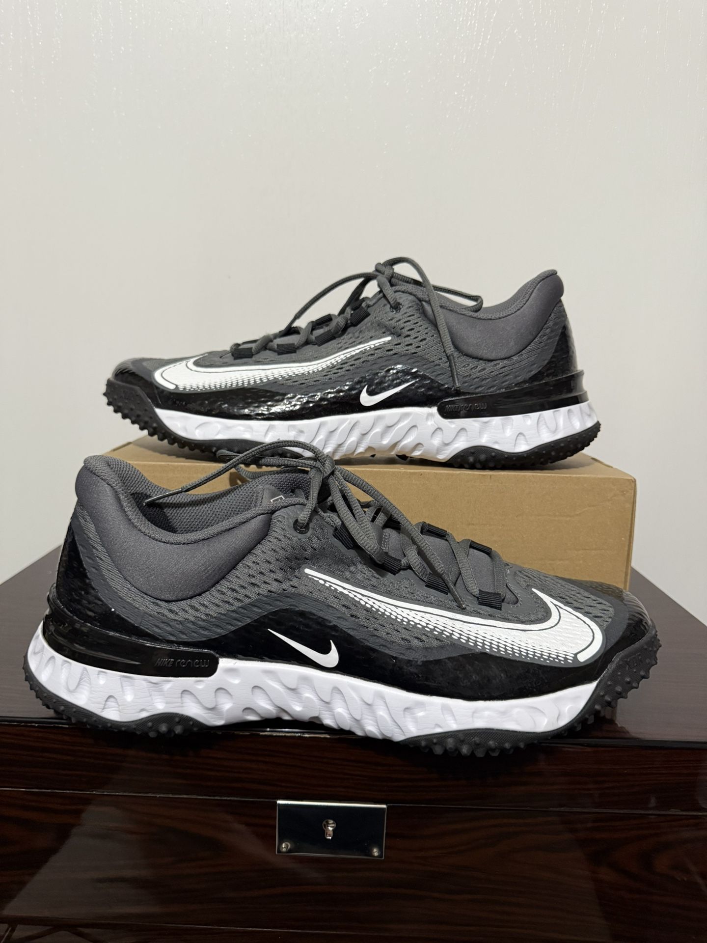 Nike Alpha Huarache Elite 4 Turf Baseball Mens Sz 13 Black Grey White DJ6523-011