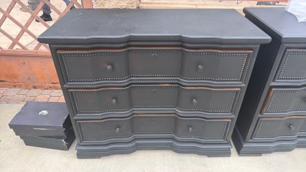 Vintage black three drawer dressers
