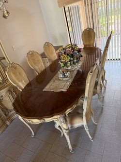 Antique Dining Table with Chairs