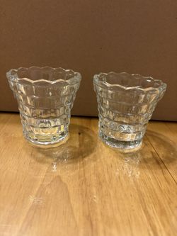 Used Pair Of Fostoria Crystal Votive Holders