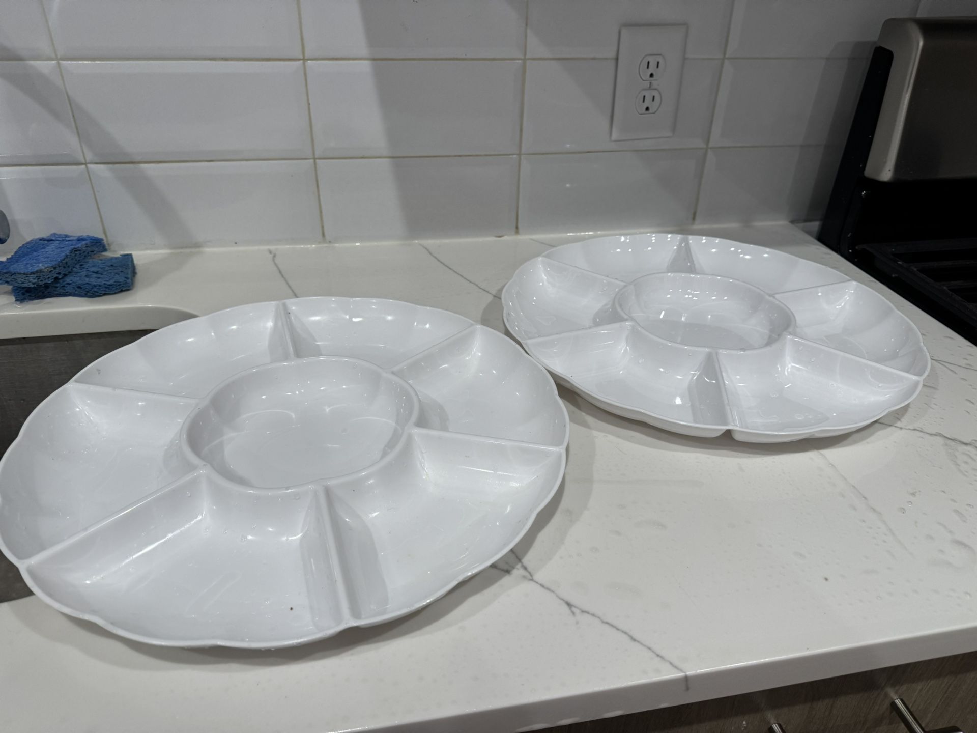 Serving Or Storing Trays Flower Shaped With Subsections
