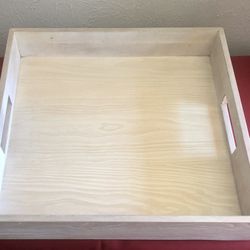 Large 18" Square Wood Serving Tray - 3" Deep -EUC