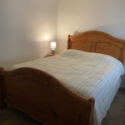queen size hard wood bed frame and dresser