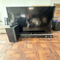 55” Sharp Aquos tv, Sony Soundbar + sub Woofer