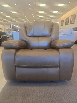 %100% Brown Leather Recliner Chair