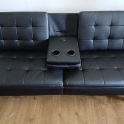 Leather couch with USB charger