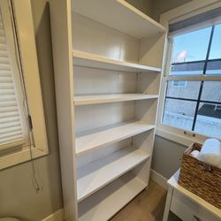 White Bookshelf – 5’10” Tall, Adjustable Shelves