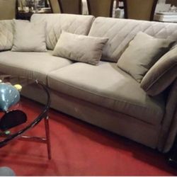 CARLO PERAZZI MODERN VELVET SOFA, QUILTED BACK AND ARMS- Used
